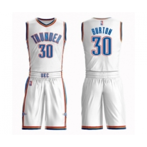 Women's Oklahoma City Thunder #30 Deonte Burton Swingman White Basketball Suit Jersey - Association Edition