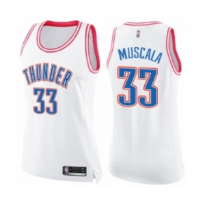 Women's Oklahoma City Thunder #33 Mike Muscala Swingman White Pink Fashion Basketball Jersey