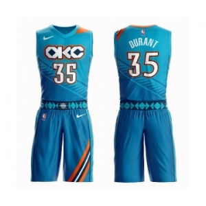 Women's Oklahoma City Thunder #35 Kevin Durant Swingman Turquoise Basketball Suit Jersey - City Edition
