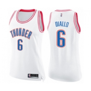 Women's Oklahoma City Thunder #6 Hamidou Diallo Swingman White Pink Fashion Basketball Jersey