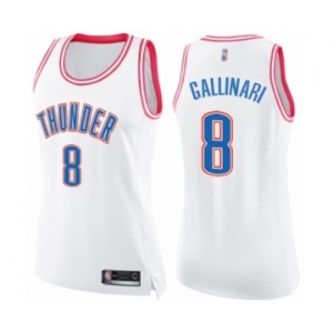 Women's Oklahoma City Thunder #8 Danilo Gallinari Swingman White Pink Fashion Basketball Jersey