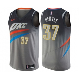 Youth Nike Oklahoma City Thunder #37 Kevin Hervey Swingman Gray NBA Jersey - City Edition