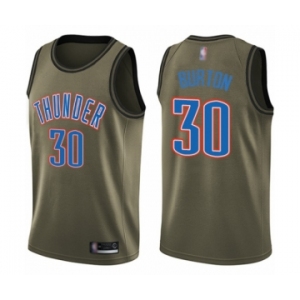 Youth Oklahoma City Thunder #30 Deonte Burton Swingman Green Salute to Service Basketball Jersey
