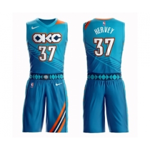 Youth Oklahoma City Thunder #37 Kevin Hervey Swingman Turquoise Basketball Suit Jersey - City Edition