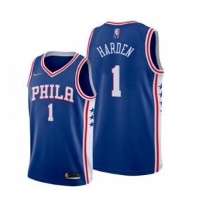 Men James Harden #1 Philadelphia 76ers Icon Edition Blue Jersey