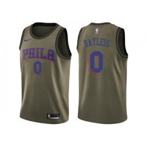 Men Nike Philadelphia 76ers #0 Jerryd Bayless Green Salute to Service NBA Swingman Jersey