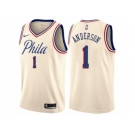 Men Nike Philadelphia 76ers #1 Justin Anderson Authentic Cream NBA Jersey - City Edition