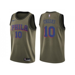 Men Nike Philadelphia 76ers #10 Maurice Cheeks Green Salute to Service NBA Swingman Jersey