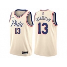 Men Nike Philadelphia 76ers #13 Wilt Chamberlain Authentic Cream NBA Jersey - City Edition