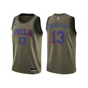 Men Nike Philadelphia 76ers #13 Wilt Chamberlain Green Salute to Service NBA Swingman Jersey