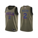 Men Nike Philadelphia 76ers #2 Moses Malone Green Salute to Service NBA Swingman Jersey