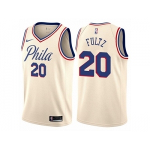 Men Nike Philadelphia 76ers #20 Markelle Fultz Authentic Cream NBA Jersey - City Edition