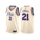 Men Nike Philadelphia 76ers #21 Joel Embiid Authentic Cream NBA Jersey - City Edition