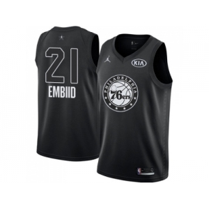 Men Nike Philadelphia 76ers #21 Joel Embiid Black NBA Jordan Swingman 2018 All-Star Game Jersey