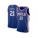 Men Nike Philadelphia 76ers #21 Joel Embiid Blue Stitched NBA Swingman Jersey