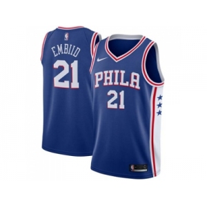 Men Nike Philadelphia 76ers #21 Joel Embiid Blue Stitched NBA Swingman Jersey