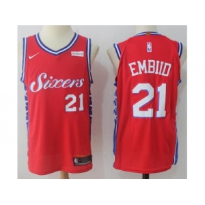 Men Nike Philadelphia 76ers #21 Joel Embiid Red NBA Swingman Jersey