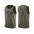 Men Nike Philadelphia 76ers #3 Allen Iverson Green Salute to Service NBA Swingman Jersey