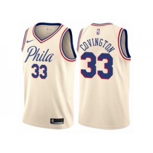 Men Nike Philadelphia 76ers #33 Robert Covington Authentic Cream NBA Jersey - City Edition