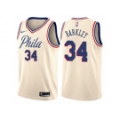 Men Nike Philadelphia 76ers #34 Charles Barkley Authentic Cream NBA Jersey - City Edition