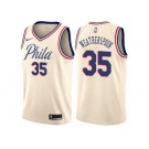 Men Nike Philadelphia 76ers #35 Clarence Weatherspoon Authentic Cream NBA Jersey - City Edition