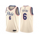 Men Nike Philadelphia 76ers #6 Julius Erving Authentic Cream NBA Jersey - City Edition