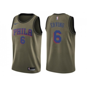 Men Nike Philadelphia 76ers #6 Julius Erving Green Salute to Service NBA Swingman Jersey