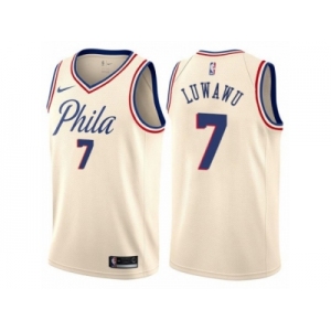 Men Nike Philadelphia 76ers #7 Timothe Luwawu Authentic Cream NBA Jersey - City Edition