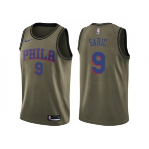 Men Nike Philadelphia 76ers #9 Dario Saric Green Salute to Service NBA Swingman Jersey