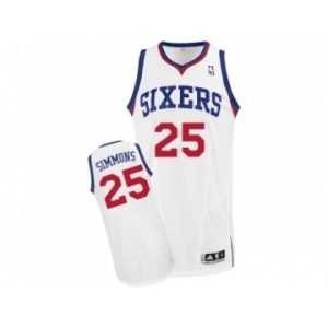 Men's Adidas Philadelphia 76ers #25 Ben Simmons Authentic White Home NBA Jersey