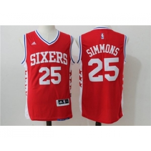 Men's NBA Philadelphia 76ers #25 Ben Simmons Red Jerseys