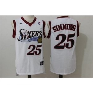 Men's NBA Philadelphia 76ers #25 Ben Simmons White Dress NBA Jersey