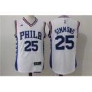 Men's NBA Philadelphia 76ers #25 Ben Simmons White Jerseys