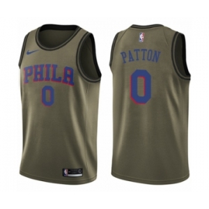 Men's Nike Philadelphia 76ers #0 Justin Patton Swingman Green Salute to Service NBA Jersey