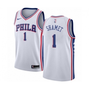 Men's Nike Philadelphia 76ers #1 Landry Shamet Authentic White NBA Jersey - Association Edition