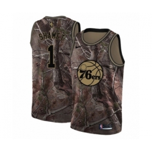 Men's Nike Philadelphia 76ers #1 Landry Shamet Swingman Camo Realtree Collection NBA Jersey