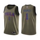 Men's Nike Philadelphia 76ers #1 Landry Shamet Swingman Green Salute to Service NBA Jersey