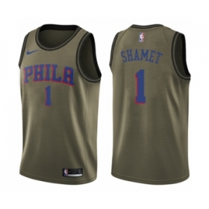 Men's Nike Philadelphia 76ers #1 Landry Shamet Swingman Green Salute to Service NBA Jersey