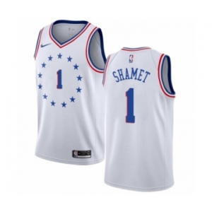 Men's Nike Philadelphia 76ers #1 Landry Shamet White Swingman Jersey - Earned Edition