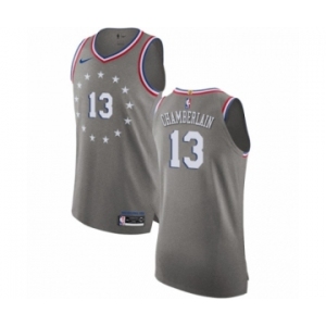 Men's Nike Philadelphia 76ers #13 Wilt Chamberlain Authentic Gray NBA Jersey - City Edition
