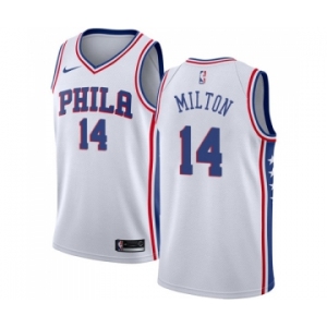 Men's Nike Philadelphia 76ers #14 Shake Milton Authentic White NBA Jersey - Association Edition