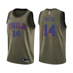 Men's Nike Philadelphia 76ers #14 Shake Milton Swingman Green Salute to Service NBA Jersey