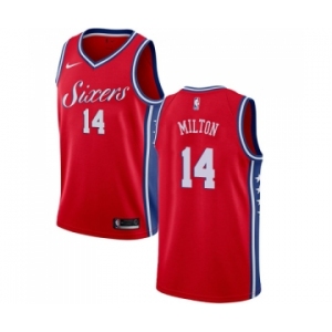 Men's Nike Philadelphia 76ers #14 Shake Milton Swingman Red NBA Jersey Statement Edition