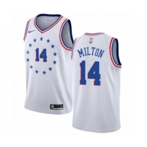 Men's Nike Philadelphia 76ers #14 Shake Milton White Swingman Jersey - Earned Edition