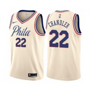 Men's Nike Philadelphia 76ers #22 Wilson Chandler Authentic Cream NBA Jersey - City Edition