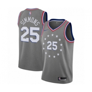 Men's Nike Philadelphia 76ers #25 Ben Simmons Swingman Gray NBA Jersey - City Edition