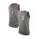 Men's Nike Philadelphia 76ers #3 Allen Iverson Authentic Gray NBA Jersey - City Edition