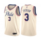 Men's Nike Philadelphia 76ers #3 Allen Iverson Swingman Cream NBA Jersey - City Edition