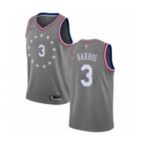 Men's Nike Philadelphia 76ers #3 Dana Barros Swingman Gray NBA Jersey - City Edition