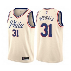 Men's Nike Philadelphia 76ers #31 Mike Muscala Swingman Cream NBA Jersey - City Edition